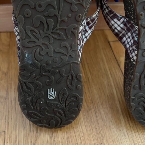 Teva Size 7.5 Brown Plaid Ventura Leather Toe Post Thong Flip Flop Sandals #6503 - Picture 8 of 16
